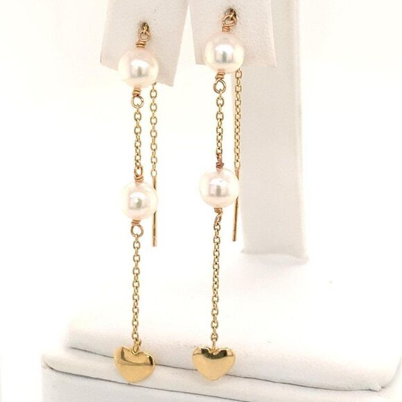 Akoya Pearl Earrings 14 KT Gold Certified $890 013428 - Picture 4 of 12